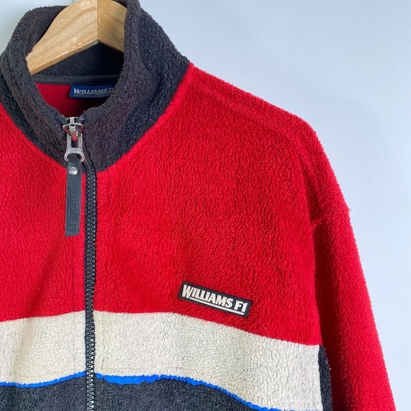 Vintage Williams F1 Racing Fleece Jacket Pile Full Zip Red Black Large - Picture 2 of 11